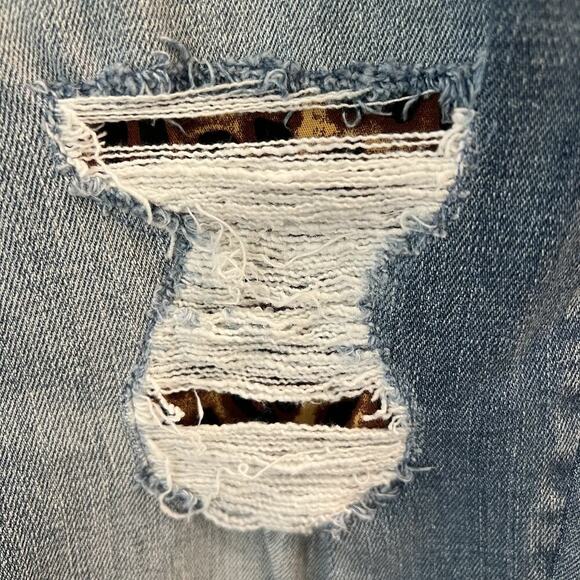 KanCan Jeans Womens Sz Xl Blue Denim Leopard High Rise Ankle Skinny Distressed - Picture 2 of 9